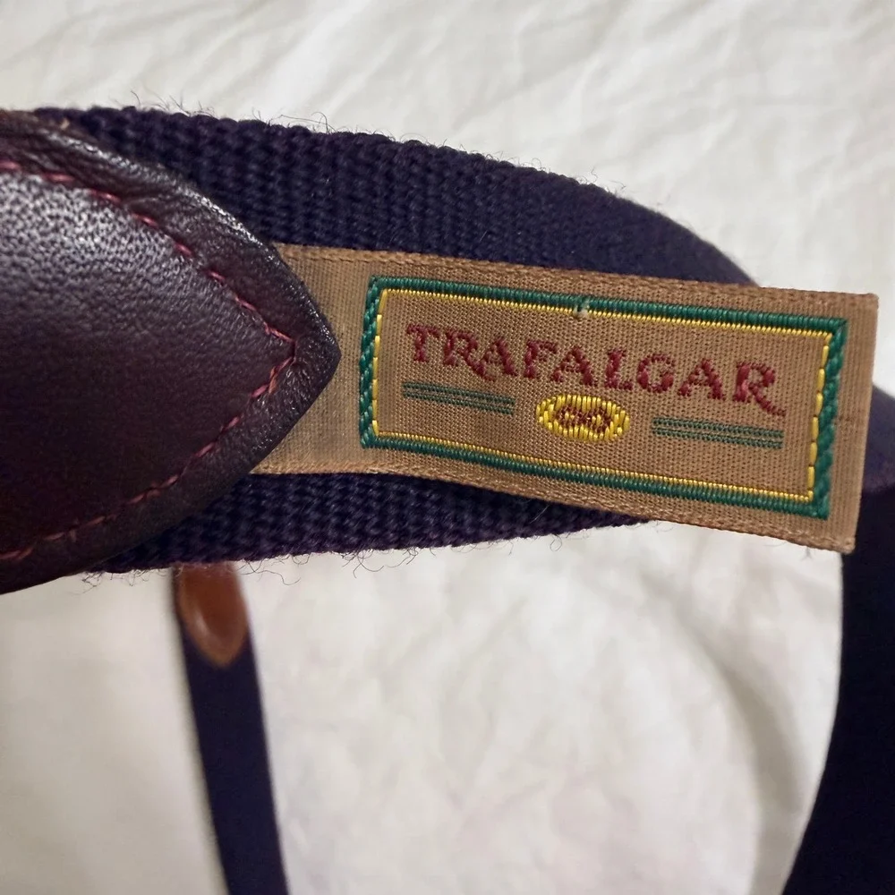 Trafalgar Womens Canvas Leather Belt Brass Buckle Dark‎ Purple Size 34